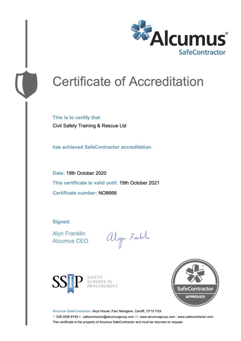 Civil Safety Training Rescue secures SafeContractor Accreditation for