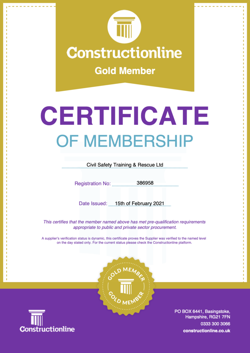 Another year of Constructionline Gold Membership for Civil Safety Training & Rescue