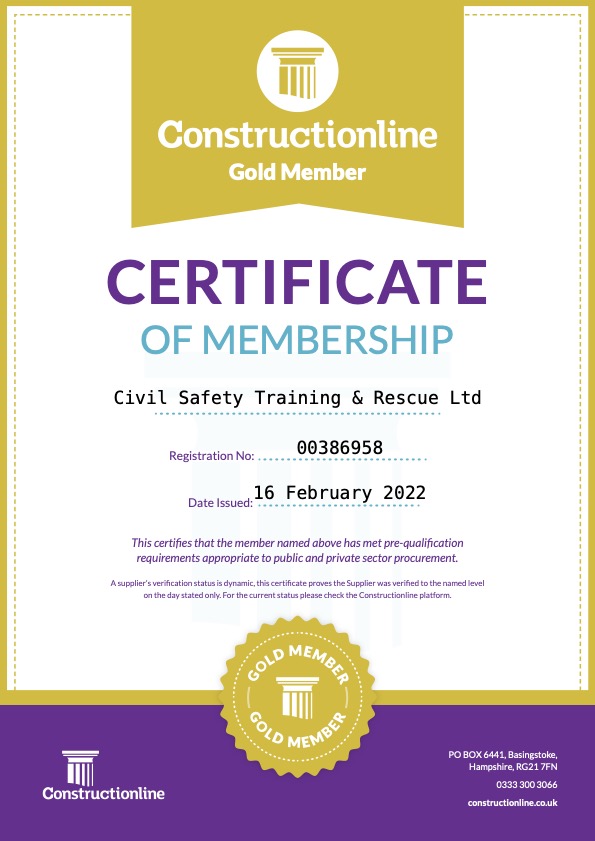 Civil Safety Training & Rescue Has Achieved Constructionline Gold Membership