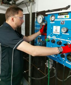 Hydrostatic testing in progress