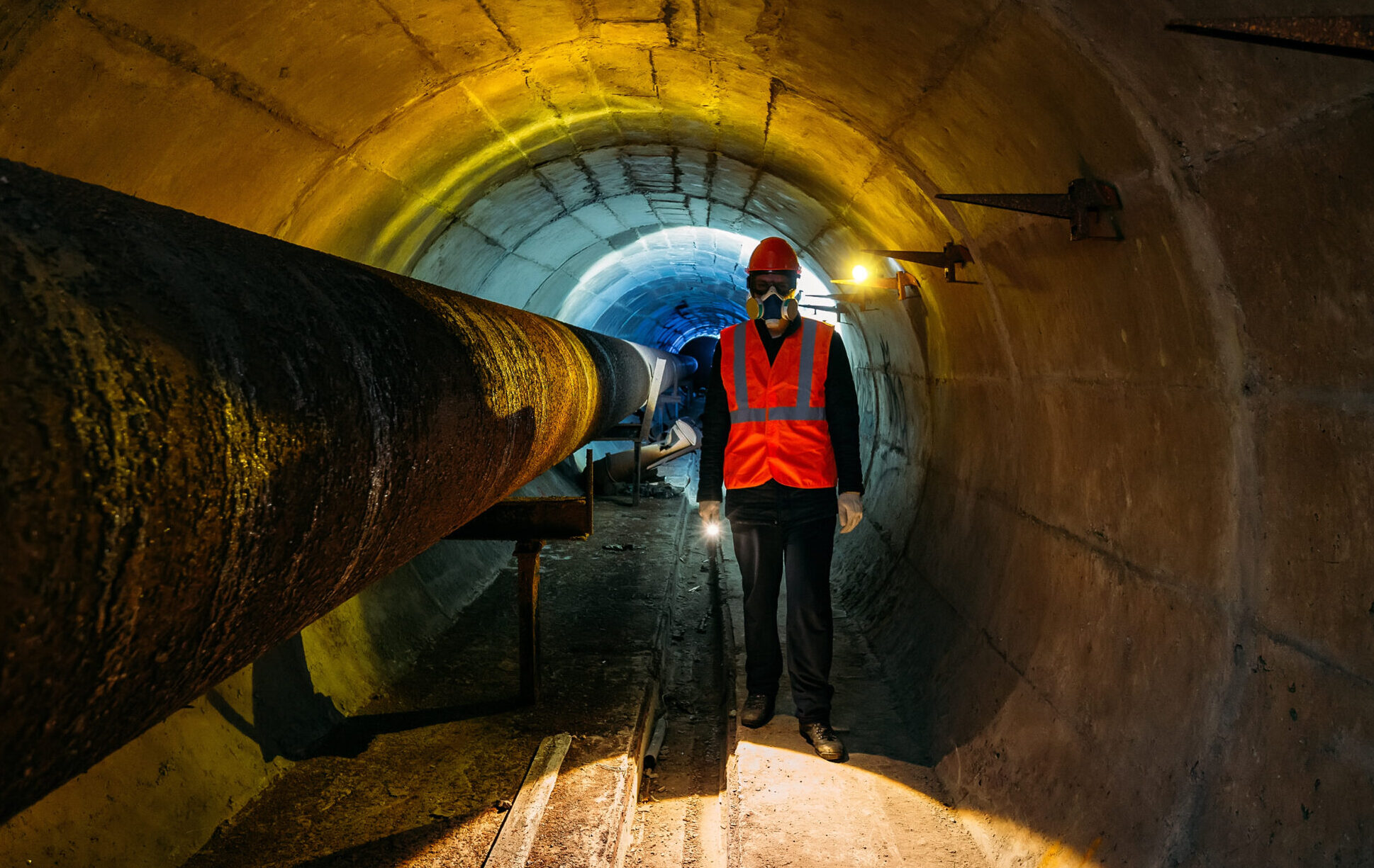 Worker in confined space.